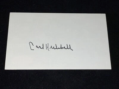 Carl Hubbell Signed 3x5 Index Card JSA COA New York Giants - Image 1 of 2