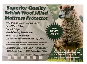 ULTIMATE LUXURY MATTRESS PROTECTOR SHORT SUPER KING WOOL FILLING COTTON COVER - Picture 1 of 6