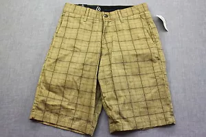 VOLCOM LOGO Mens Beige FRICKIN PAINTED PLAID CHECKER CHINO SHORTS NWT Sz 28 $45 - Picture 1 of 6