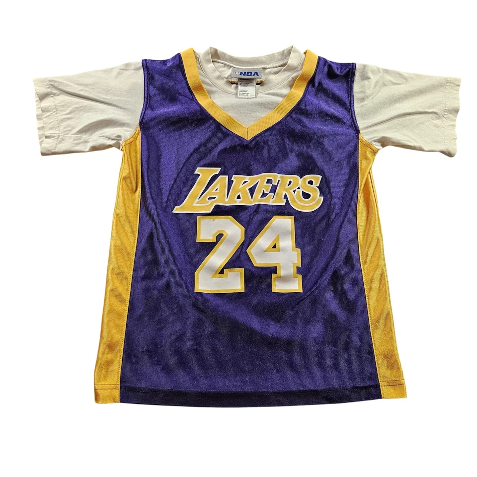 Los Angeles Lakers Shirt Youth Small Purple Gold NBA Basketball Kobe Bryant 24 - Image 1 of 4