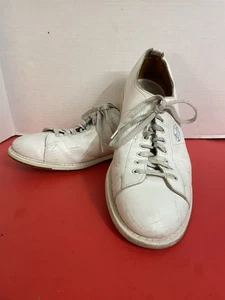 Vintage Linds Bowling Shoes Men's  10D White Leather - Picture 1 of 10