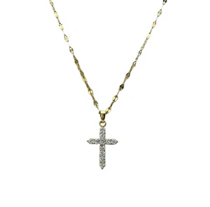 9 kt Gelbgold gefüllter Diamant Kruzifix Kreuz Anhänger Jesus Halskette Geschenk Kette - Bild 1 von 5