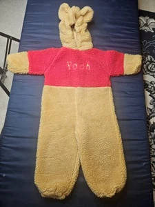 Vintage Disney Store Child 2T - 4T Winnie The Pooh Costume Halloween Bear Suit - Picture 1 of 10