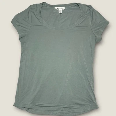 Athleta Stratus II Tee Size S P Green Short Sleeve Scoop Neck Pullover Stretch - Image 1 of 4