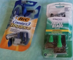 7---NEW three blade disposable razors (3-topcare & 4-bic) open packs FREE SHIP - Picture 1 of 2