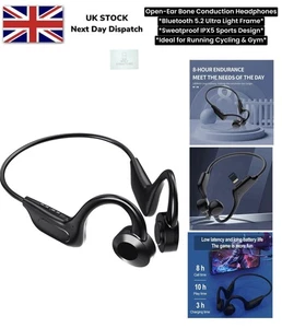 Bone Conduction Headphones Open-Ear Bluetooth 5.3 Wireless IPX5 Waterproof Light - Picture 1 of 17