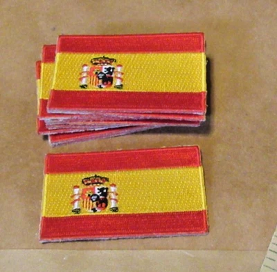 Spain Flag patch iron / sew on lot of 9 size 1 1/2" x 1 1/2" new - Image 1 of 4