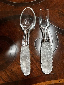 Glass Fork & Spoon Salad Set Vintage Serving Utensils - Picture 1 of 1