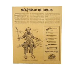 Pirate Weapons Parchment Paper Poster Pistol Sword Gun Blackbeard Decor Wall Art - Picture 1 of 4