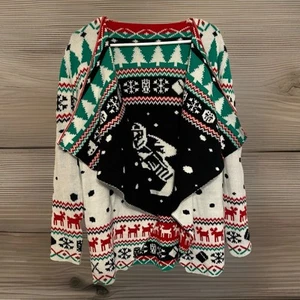 Woman’s Tunic Cardigan Sweater Holiday Christmas Hockey Wrap Large (?) Read - Picture 1 of 10
