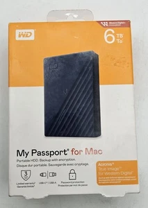 New WD 6TB My Passport For Mac Portable Storage Model WDBK6C0060BBL-WESN Navy - Photo 1/7