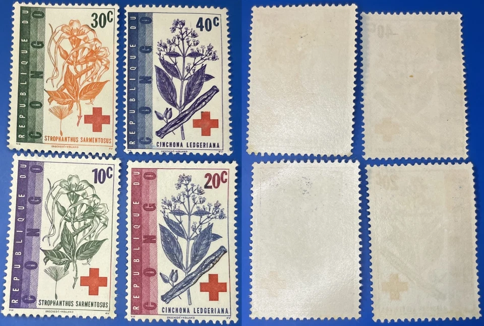 Congo 1963 Red Cross Flowers Set Sc-443-446 MNH OG #W7 - Image 1 of 1
