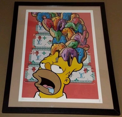 DEATH NYC ltd ed signed framed street art print 45x32cm Homer Simpson Simpsons - Image 1 of 4