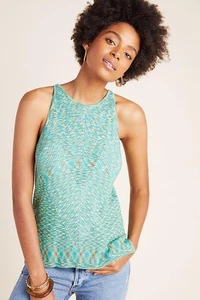 Anthropologie Gemma Tank Top Size Small Green Multicolor Ribbed Knit New $80 Tag - Picture 1 of 9