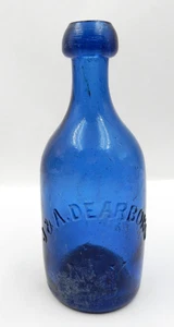 J&A DEARBORN MINERALWASSER NEW YORK 1860ER KLECKS TIEFE KOBALTEISEN PONTILFLASCHE - Bild 1 von 14