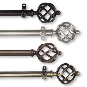 Spin 3/4” Adjustable Window Drapery Curtain Rod 18"-170" (5 sizes, 4 colors) - Picture 1 of 9