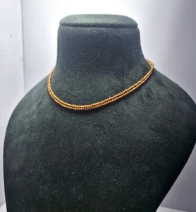 Hessonite Gemstone 2mm Round Beads 36" 2 Lyear Sterling Silver Jewelry Necklaces - Picture 1 of 7