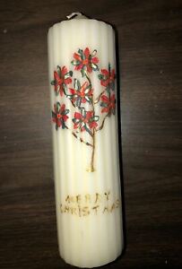 10" Handmade "Merry Christmas"  White Fluted Round Candle
