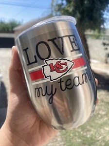 Kansas City Chiefs NFL 12oz Stemless Wine Glass STAINLESS STEEL - Picture 1 of 5