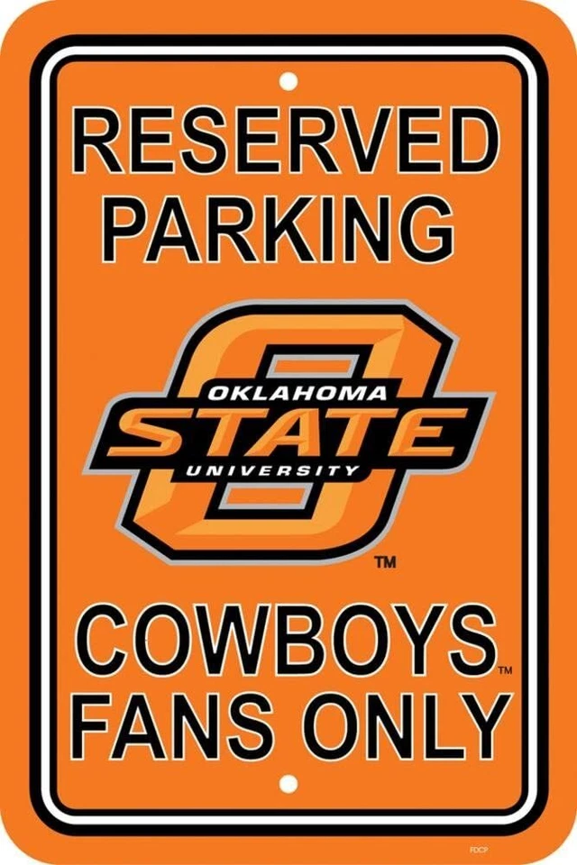 Letrero de estacionamiento reservado de plástico de Oklahoma State Cowboys 12" x 18" envío gratuito Foto 1 de 1