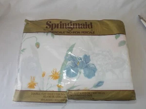 VTG. Springmaid Wondercale Maytime Floral Full Flat Bed Sheet 81" x 96" Flower - Picture 1 of 5