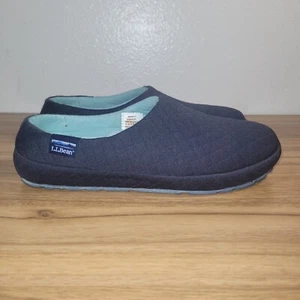 LL BEAN Women's Dark Blue Soft Slip On Quilted Fleece Slippers SZ 9 M EXCELLENT - Picture 1 of 10