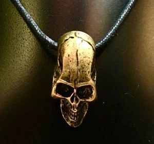 3D Skull Bronzed Pewter Pendant Biker adjustable Gothic choker - Picture 1 of 2