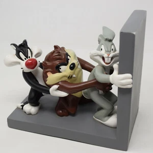 Looney Tunes Warner Bros Bookend 1996 Bugs Bunny Taz Tasmanian Sylvester Damage - Bild 1 von 12