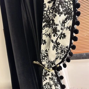 Custom American vintage advanced black velvet jacquard cloth curtain drape C1694 - Picture 1 of 12