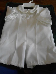 Vintage Shepard Baptism/ Christening Boy's 2 Piece Infant Outfit Shirt & Pants - Picture 1 of 9