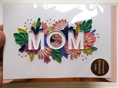 1 Card Signature Hallmark Mother's Day Quilling Beautiful Flowers MOM