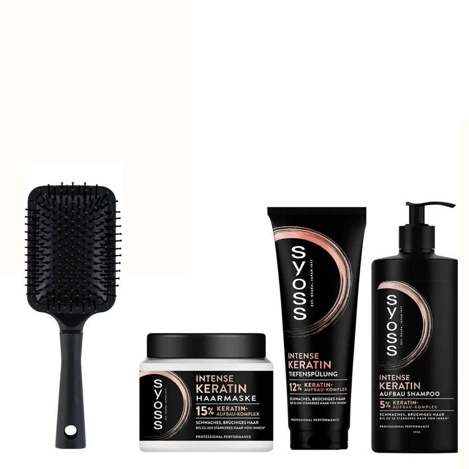 4tlg. Syoss Keratin Intense Shampoo Tiefenpflege - Spülung & Haarmaske + Bürste - Bild 1 von 1