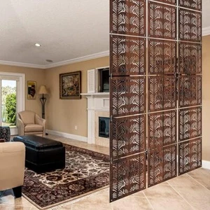 Brown Hanging Room Divider Panel | Modern Hanging Screen wooden partition - Picture 1 of 6