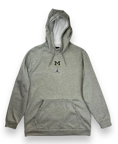 Nike Dri-FIT Air Jordan Michigan Wolverines Hoodie Grey Mens XL • RARE • MINT Cover
