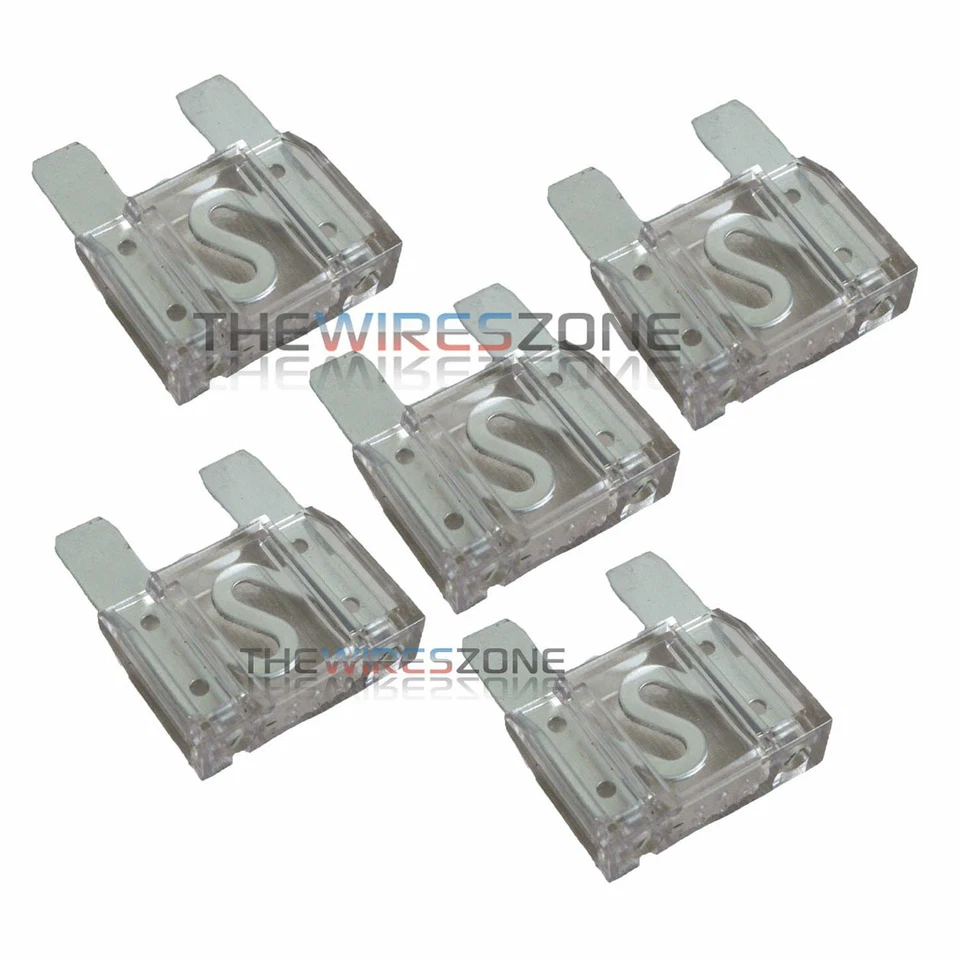 THE WIRES ZONE 5 Pack of 80 Amp 80A Large Blade Style Audio Maxi Fuse for Car RV Boat Auto