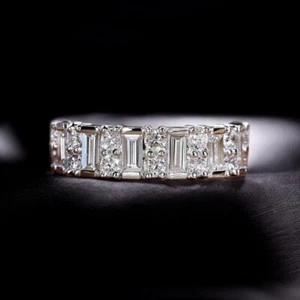 Lab Grown 1.50 Ct Baguette Cut Diamond Engagement Ring 18K White Gold Certified - Picture 1 of 12