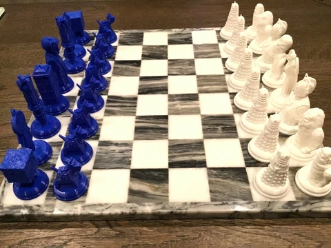 Doctor Who (FAN ART) Chess Set Tardis, Cyberman, Dalek, Weeping Angels, Dr Who Cover