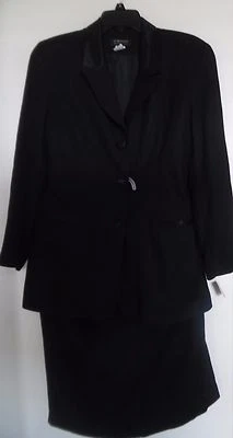 Traje Falda METROSTYLE NEW YORK Negro Sólido Forrado Rayón Talla 8 Foto 1 de 4