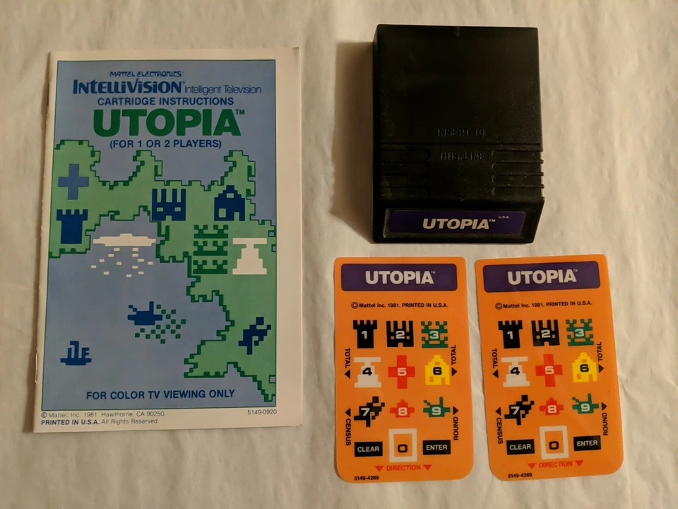 Utopia (Intellivision, 1981) w/ Manual & Overlays - Working - Image 1 of 4