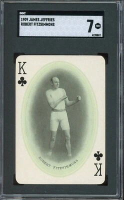 1909 Jeffries Championship Playing Cards Robert Fitzsimmons K of C LOW POP SGC 7 - Image 1 of 2