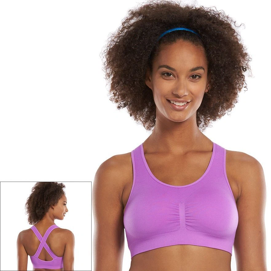 Бесшовный спортивный бюстгальтер для йоги с низким уровнем воздействия Tek Gear WTGV150002RSD, XS, фиолетовый, БЕСПЛАТНАЯ ДОСТАВКА И ДОСТАВКА - Изображение 1 из 1