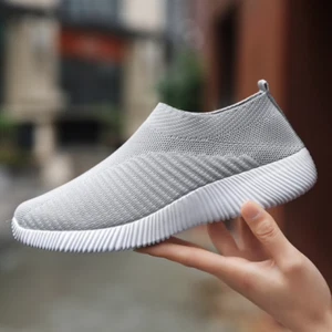 baskets sneakers sans lacet femme légère à enfiler tissu mocassin confortable - Imagen 1 de 15