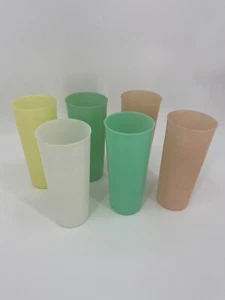 Vintage Tupperware #107 Pastel Cups Glasses Plastic Tumblers 16 oz Lot of 6 FRSH - Picture 1 of 4