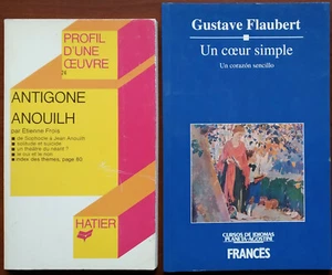 LOTE 2 LIBROS FRANCÉS 1- UN COEUR SIMPLE 60 PAGS Y 2- ANTIGONE ANOUILH 80 PAGS - Imagen 1 de 1
