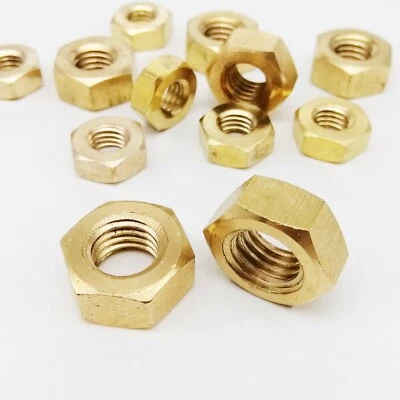 5/100pcs M1M1.2M1.4M1.6M2M2.5M3M4M5M6M8M10M12 Dado esagonale in rame massiccio in ottone massiccio - Immagine 1 di 4