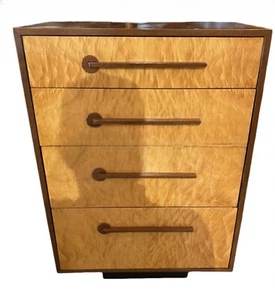 Rare 1930s Art Deco Modern Age Mfg. Co. 4 Drawer Dresser. Burl Wood And Walnut - Picture 1 of 7