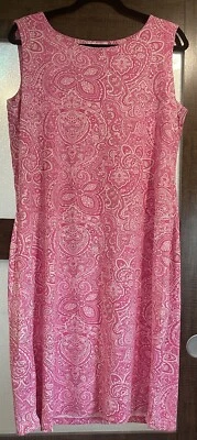 CHARTER CLUB Paisley Bandana Shift Dress Pink Sleeveless Jersey Women's 3XL - Image 1 of 4