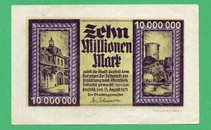 Deutschland Crefeld 10.000.000 Mark Papiergeld 1923 im Umlauf 155098 - Bild 1 von 2