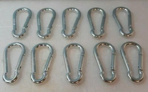 10 Carabiners Carbon Steel Zink Chrome Snap 5 /16" x 3" l Wll 500 Lb (V V) - Picture 1 of 6