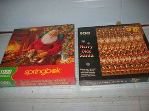 2 Christmas Puzzles "Santa's Cat Nap" & "Merry Olde Santa" Sealed - Picture 1 of 3